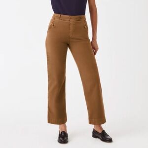 Spanx Stretch Twill Cropped Wide Leg Pants High Rise Cotton In Acorn Tan Size M